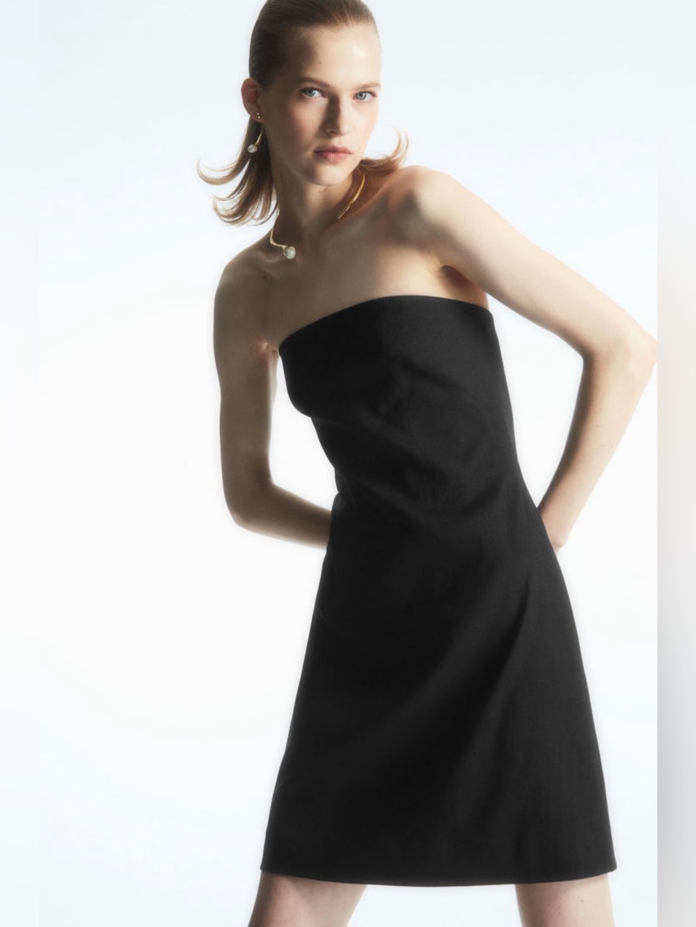 Cos Linen Blend Mini Bustier Dress